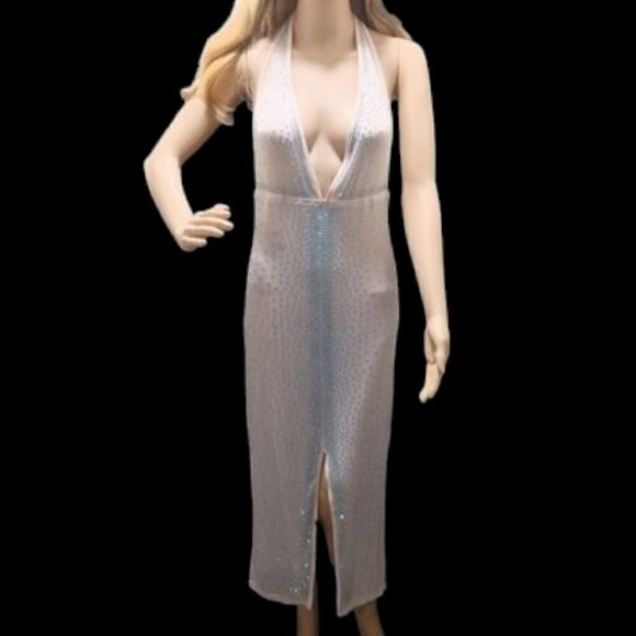 Dresses & Skirts - NWOT - Rhinestone Embellish Plunging Deep V Neck Halter Gown - XL